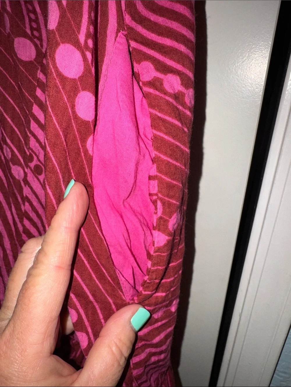 Maeve by Anthropologie Bright Pink Swirl Print Ruffle Hem Dress-The Cassandra - Picture 13 of 15